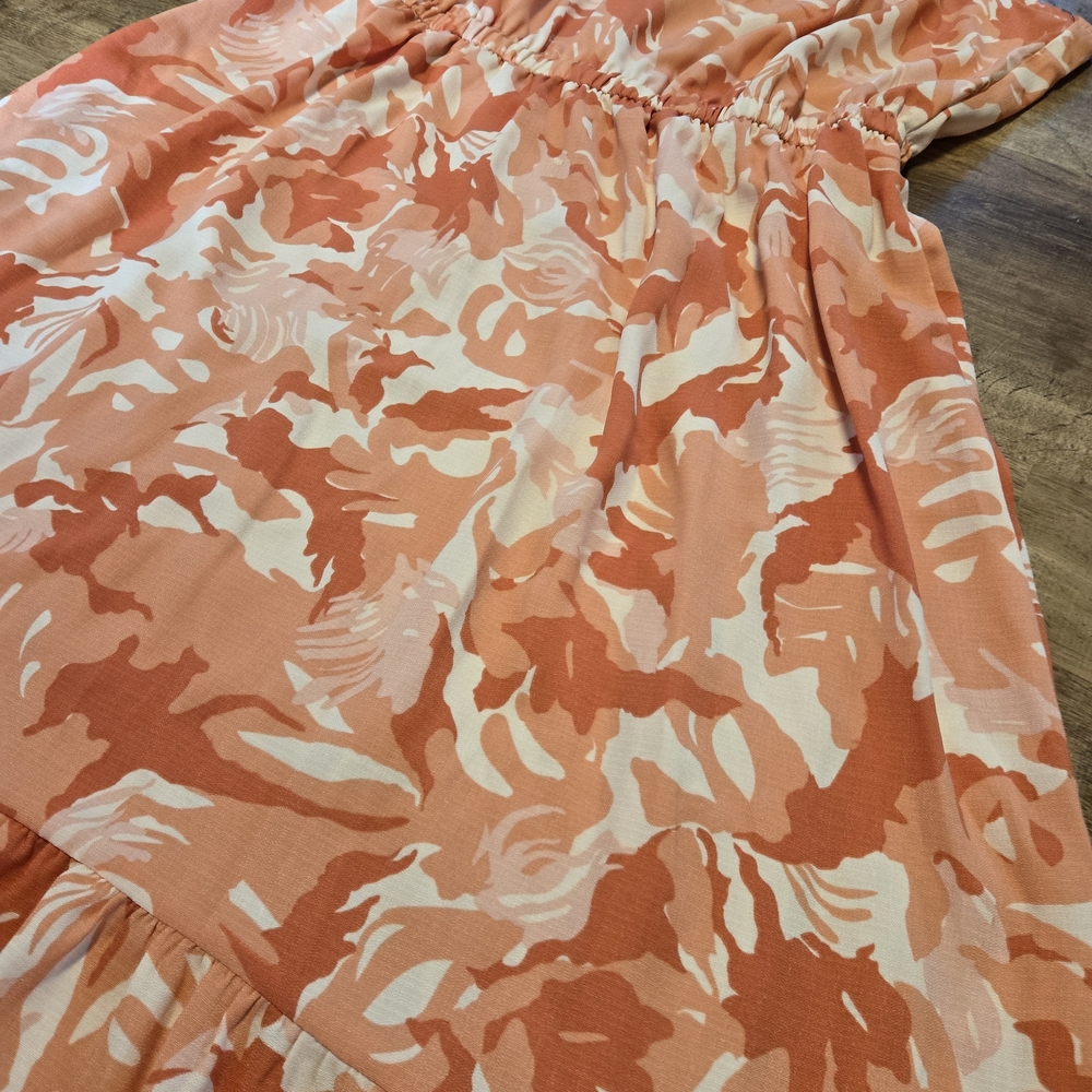 New With Tags!! Nine West Orange Patterned Midi Dress XXL - Picture 2 of 7
